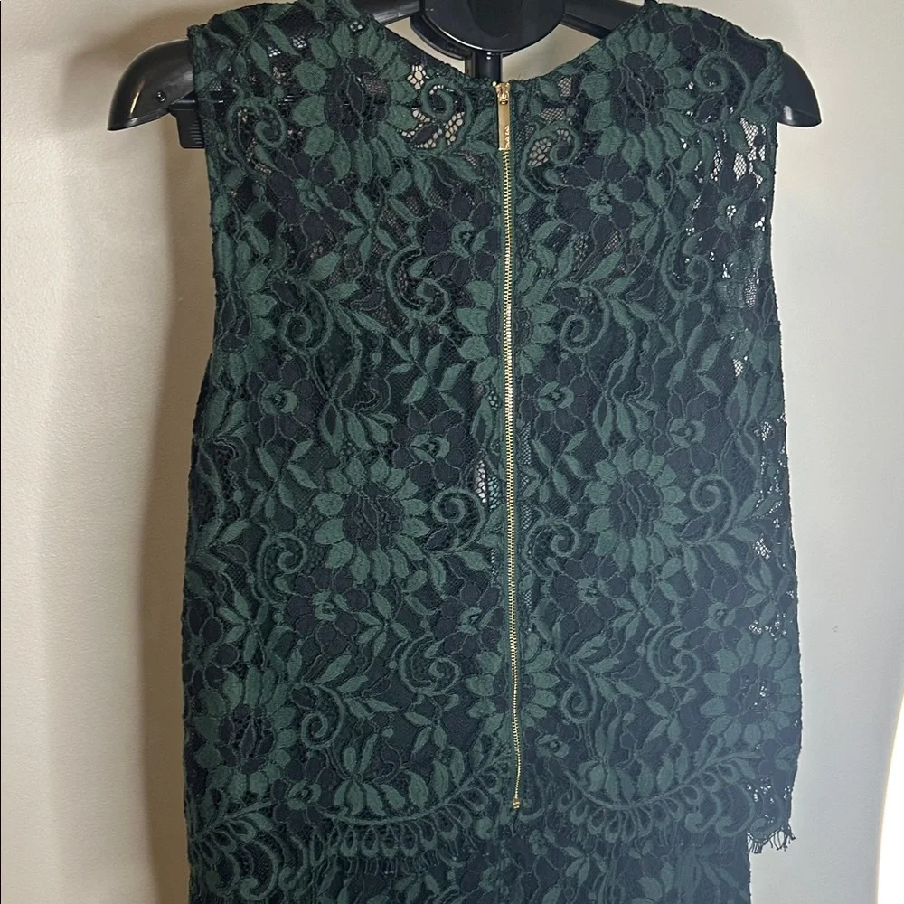 Calvin Klein Forest Green Lace Midi Dress with Slip - Picture 7 of 13